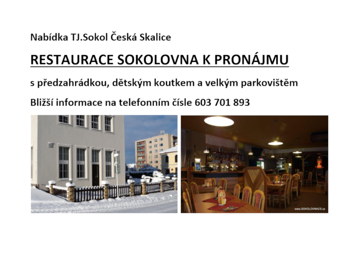 Nabídka pronájmu restaurace Sokolovna 2