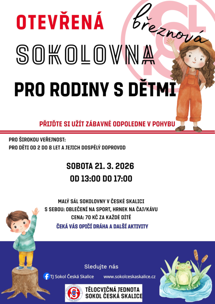 Otevřená sokolovna březen 2026