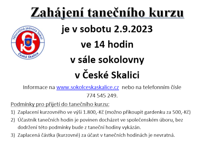 Zahájení tanečního kurzu 2023 (při zápisu)